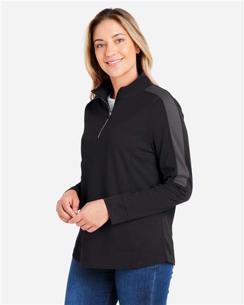 CORE365 Women's Market Snag Protect Mesh Colorblock Quarter-Zip Pullover CE404W