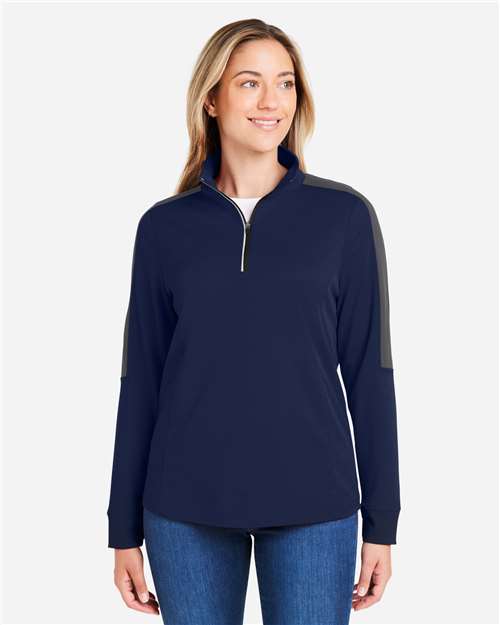 CORE365 Women's Market Snag Protect Mesh Colorblock Quarter-Zip Pullover CE404W
