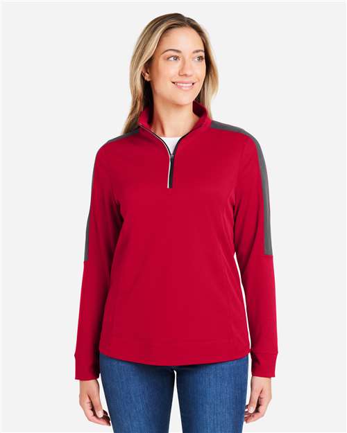 CORE365 Women's Market Snag Protect Mesh Colorblock Quarter-Zip Pullover CE404W