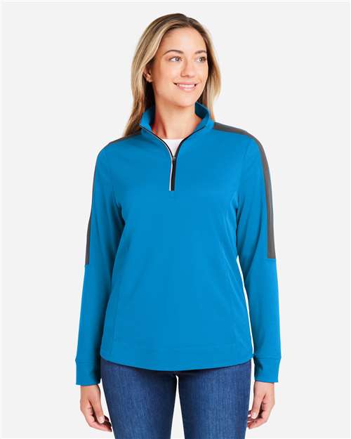 CORE365 Women's Market Snag Protect Mesh Colorblock Quarter-Zip Pullover CE404W