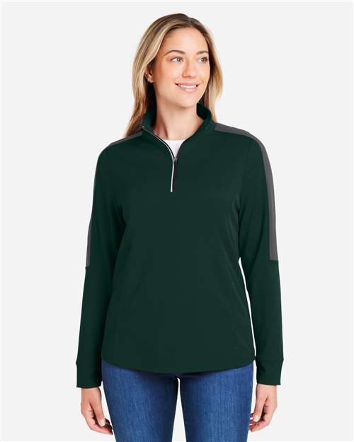 CORE365 Women's Market Snag Protect Mesh Colorblock Quarter-Zip Pullover CE404W