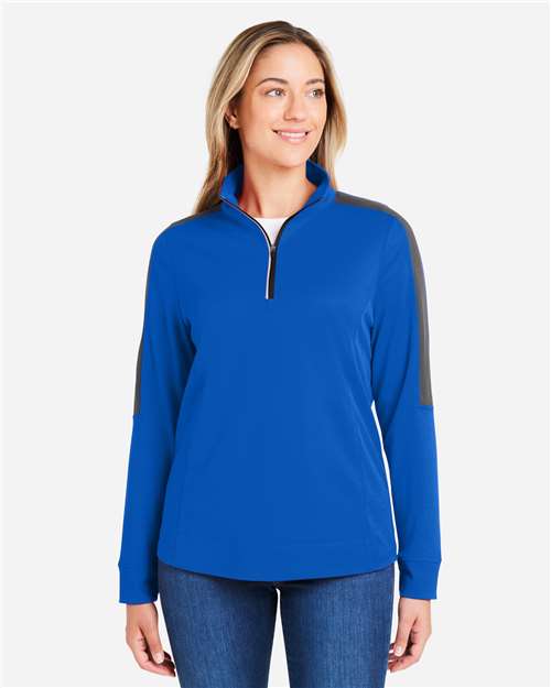 CORE365 Women's Market Snag Protect Mesh Colorblock Quarter-Zip Pullover CE404W