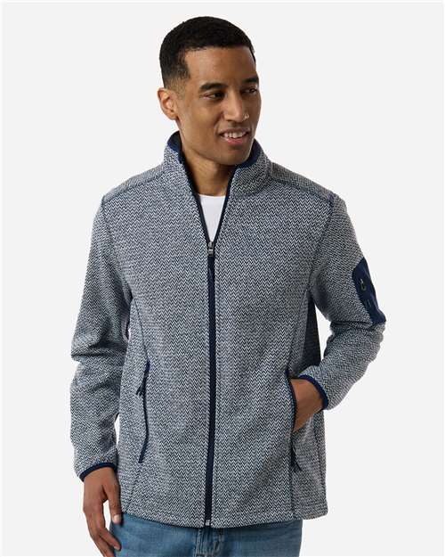 North End Men's Jasper Jacquard Full-Zip Fleece Jacket NE730