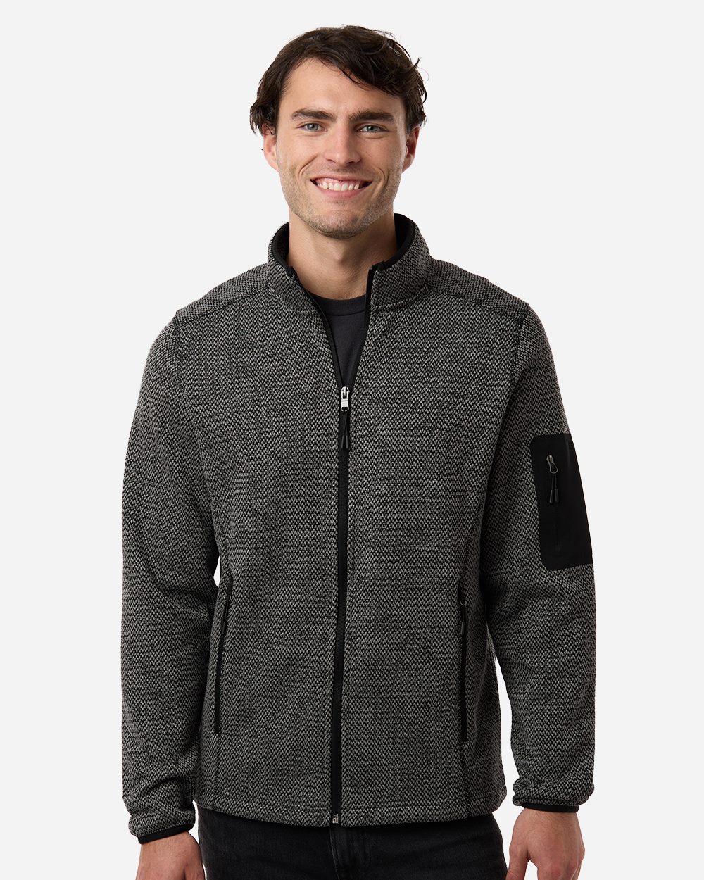 North End Men's Jasper Jacquard Full-Zip Fleece Jacket NE730