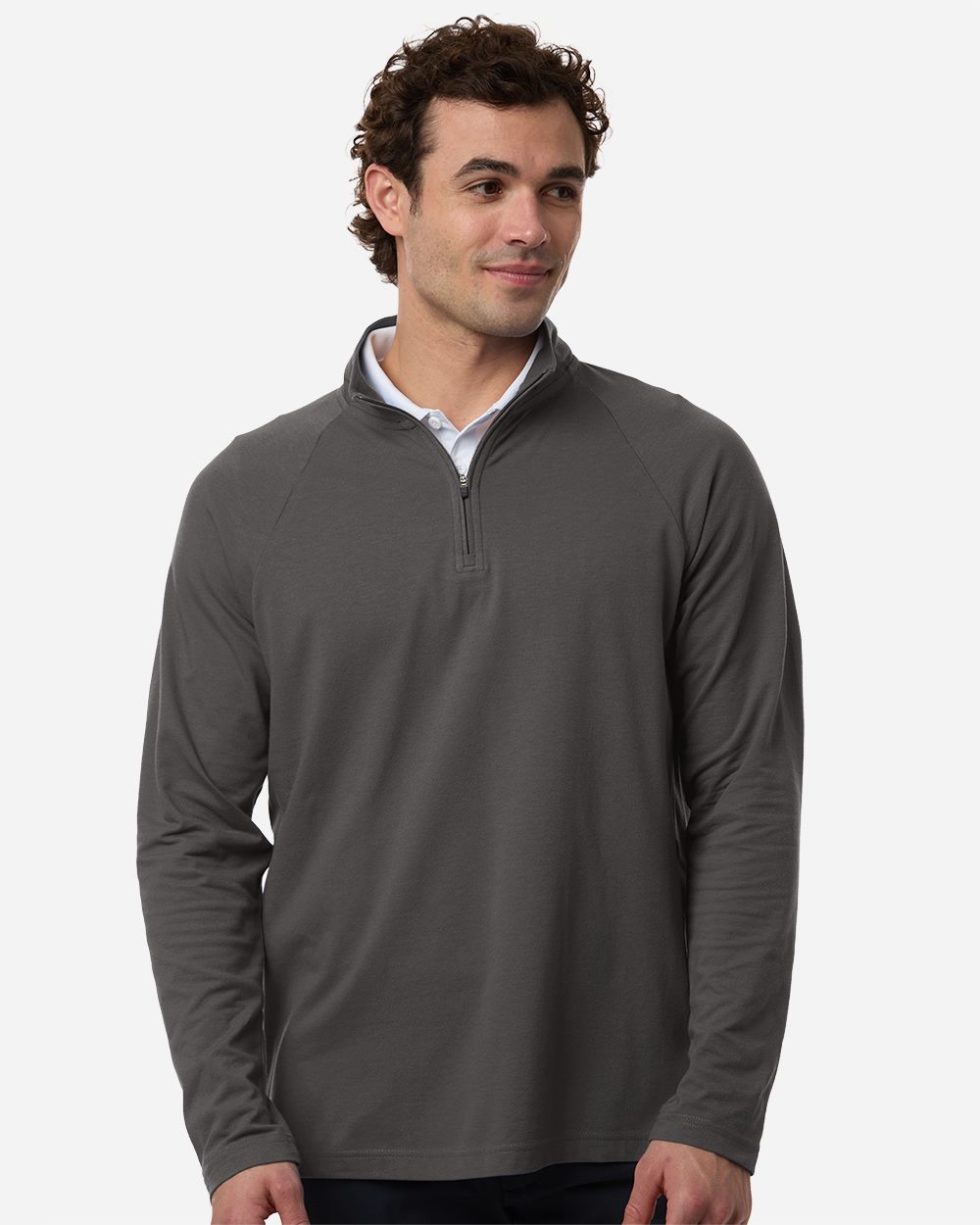 Devon & Jones Men's Seaton Pebble Textured Quarter-Zip Pullover DG402