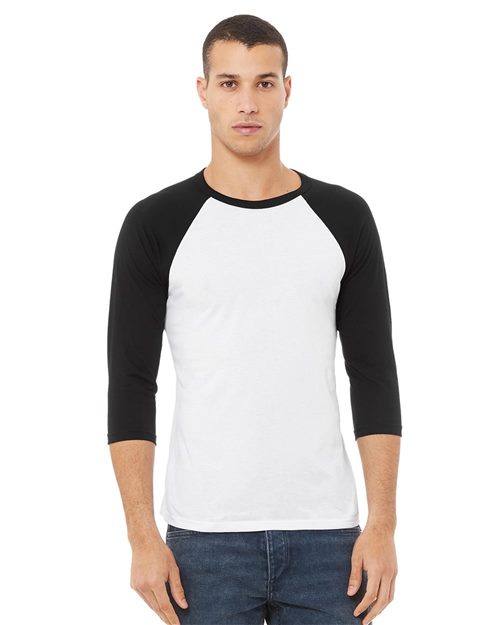 BELLA + CANVAS Unisex Three-Quarter Sleeve Baseball Tee 3200