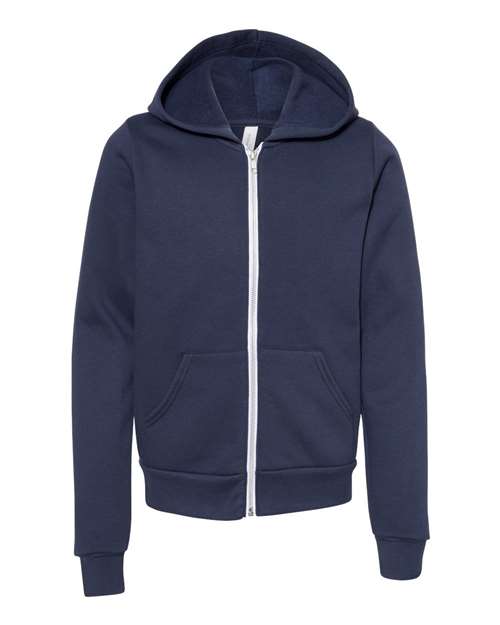 BELLA + CANVAS Youth Sponge Fleece Full-Zip Hoodie Sweatshirt 3739Y